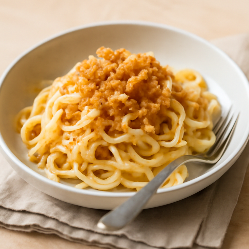 Buttered Parmesan Noodles with Garlic Crumb