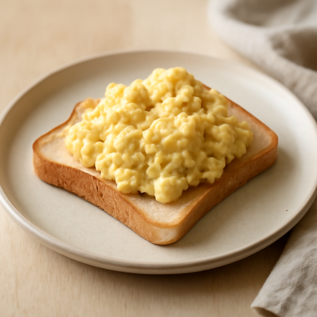 Garlic-Butter Scrambled Eggs on Toast