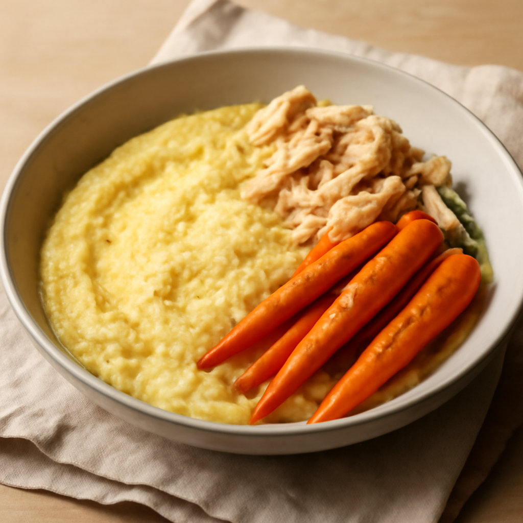 Soft Polenta Bowl with Chicken & Glazed Carrots